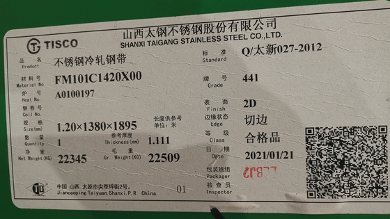 0.5mm 441 strato di acciaio inossidabile della lucidatura di BACCANO 1,4509 per l'impianto di scarico