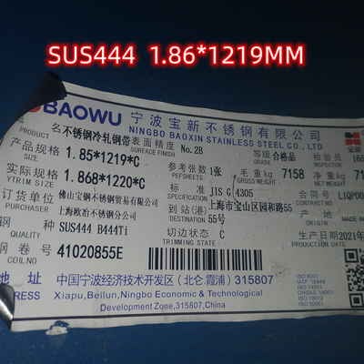 lo strato SS444 di acciaio inossidabile di 0.8mm classifica SUS444 ASTM444 21