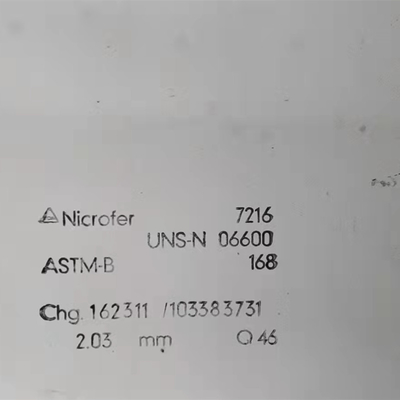 La lega ASTM B166 nichela la lamiera di Inconel 600/lamierino di Hastelloy 600