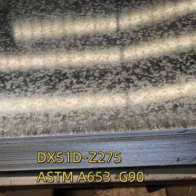 Materiale DX51D-Z275 ASTM A653 G90 lamiera di acciaio galvanizzato 3.0x1250*2500MM Zero Spangle