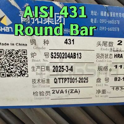 SUS431 Stagno laminato a caldo Stainless Steel Round Bar Grade 14cr17ni2 Aisi 431 DIN1.4057 75mm Stagno nero