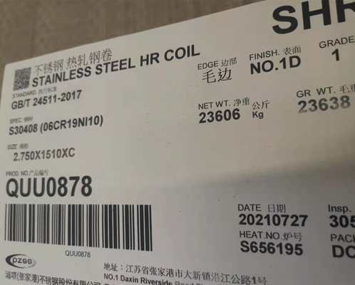 Lamiere Aisi di Asme Sa240m-2019 304 S30408 1d nessuna 1 superficie