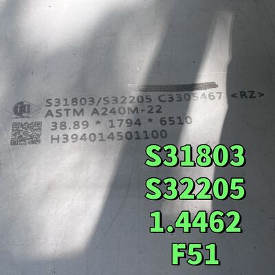 ASTM A182 F51 Piastra di acciaio inossidabile 38*1220*2440mm S31803 1.4462 Piastra di acciaio duplex